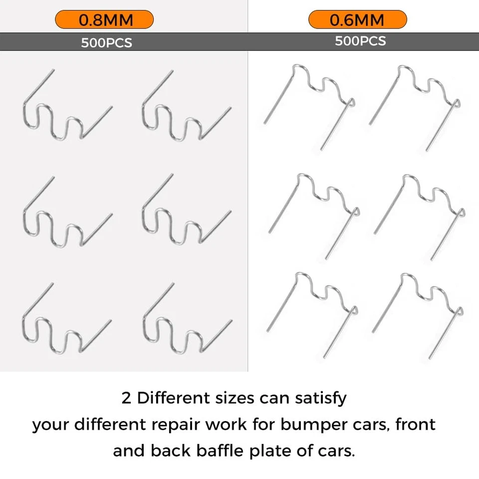 1000 piezas varillas de soldadura grapas calientes plástico reparación coche parachoques forma onda 0,8 mm 0,6 mm Foto 4 de 4