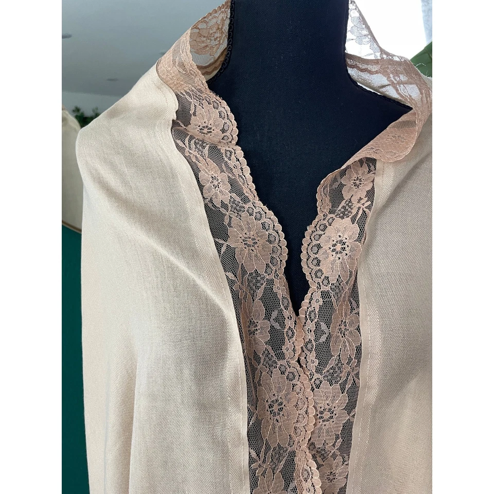 Mantón envolvente Ahuse con ribete de encaje para mujer OS rubor rosa romántico suave femenino coqueta Foto 3 de 4