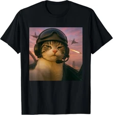 Angry Cat Fighter Pilot Meme Funny for Men Women Cat Lover T-Shirt Gift for Dad,