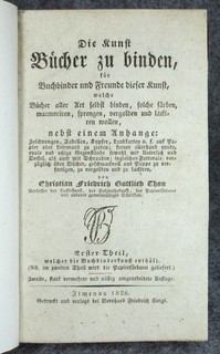1826 BUCHBINDER Lehrbuch HANDWERK Einbandkunst Handeinband Vergoldung RAR