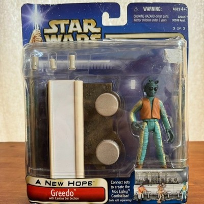 Star Wars 2002 Saga GREEDO with Cantina Bar Section Figure ANH Bounty Hunter