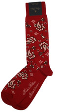 Brooks Brothers Cotton Blend Paisley Motif Socks Red MADE IN ITALY