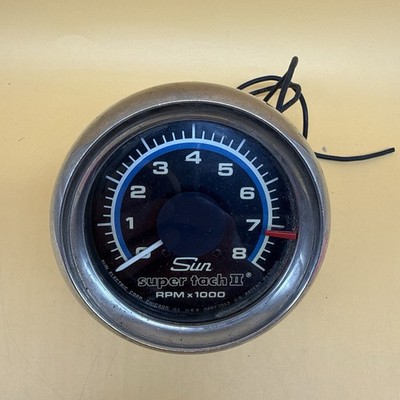 SUN SUPER TACH II BLUE LINE 8000 RPM MADE IN USA TACHOMETER VINTAGE PATINA