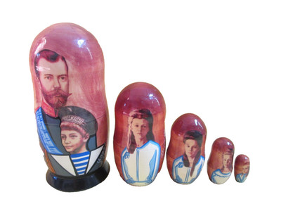 Czar Nicholas II and Family Nesting Doll/Romanovs/5-pc Set/Wood/NEW/FREE SHIP US