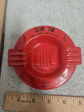 vintage ashtray ash tray, slim jim, meat snacks, metal