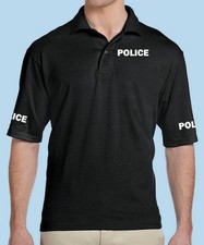 Police Classic Black Polo Shirt, Safety Business, Professional, 5050 Dryblend