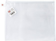 Avery Elle Zippered Vinyl Mesh Pouch-White-Large