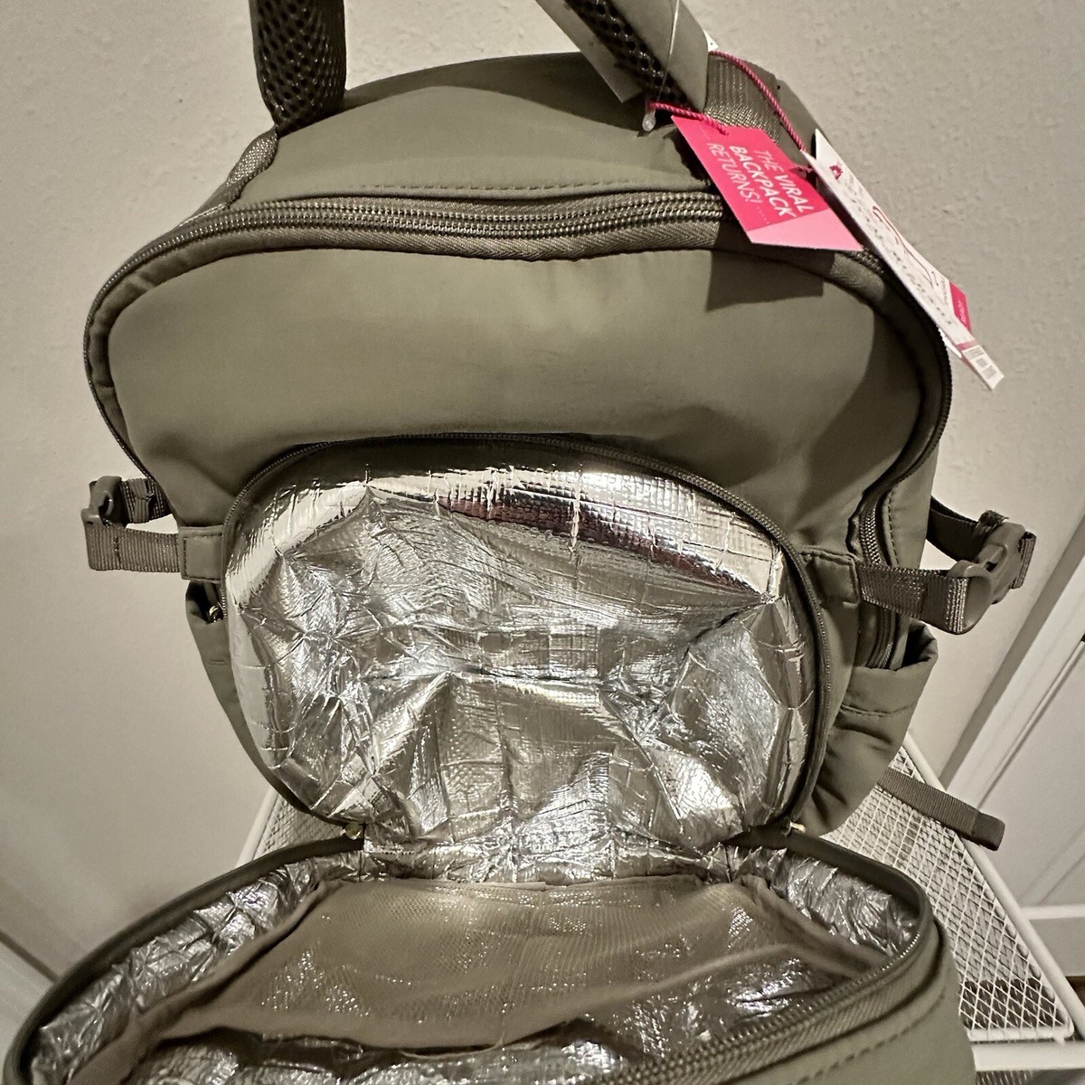 NWT Isaac Mizrahi Olive Green Viral TikTok Backpack Holds Stanley