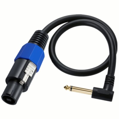 Speakon Male to 1/4'' 6.35mm Mono Amp Cable Angle fr DJ/PA Speaker W/ Twist Lock