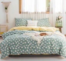 AMWAN Garden Style Daisy Floral Duvet Cover Queen 100 Cotton Vintage Reversible