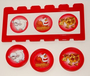 Fisher Price Barnyard Bingo Game Red Coins Tokens Fence