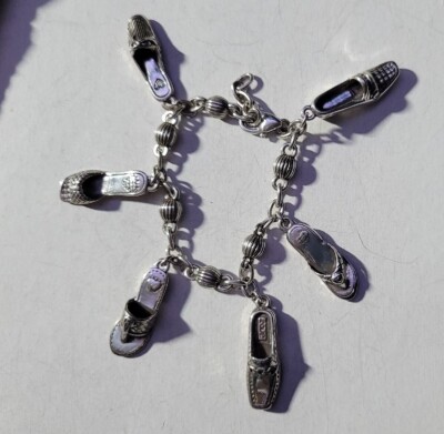 Brighton Shoe Fetish Silver Shoes & Sandals Charms Bracelet, NWOT