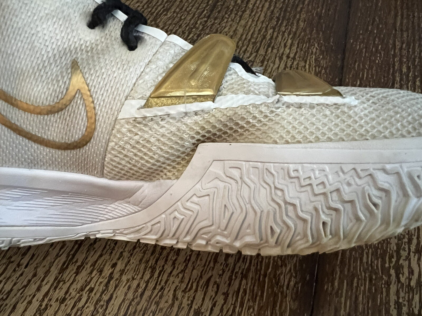 black white and gold basketball shoes