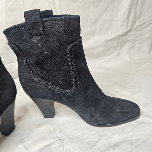 Karl Lagerfeld Provence Ankle Boots Womens 8 Western Black Suede Pull On Heels - Picture 3 of 10