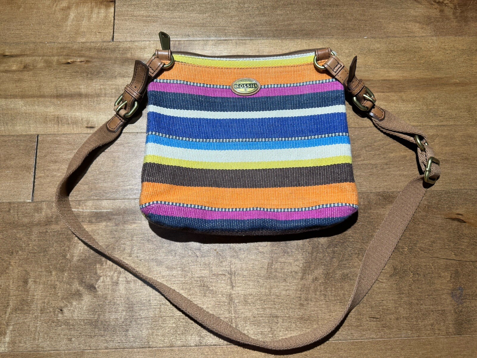 Fossil Explorer Striped Multicolored Crossbody Bag - image 1