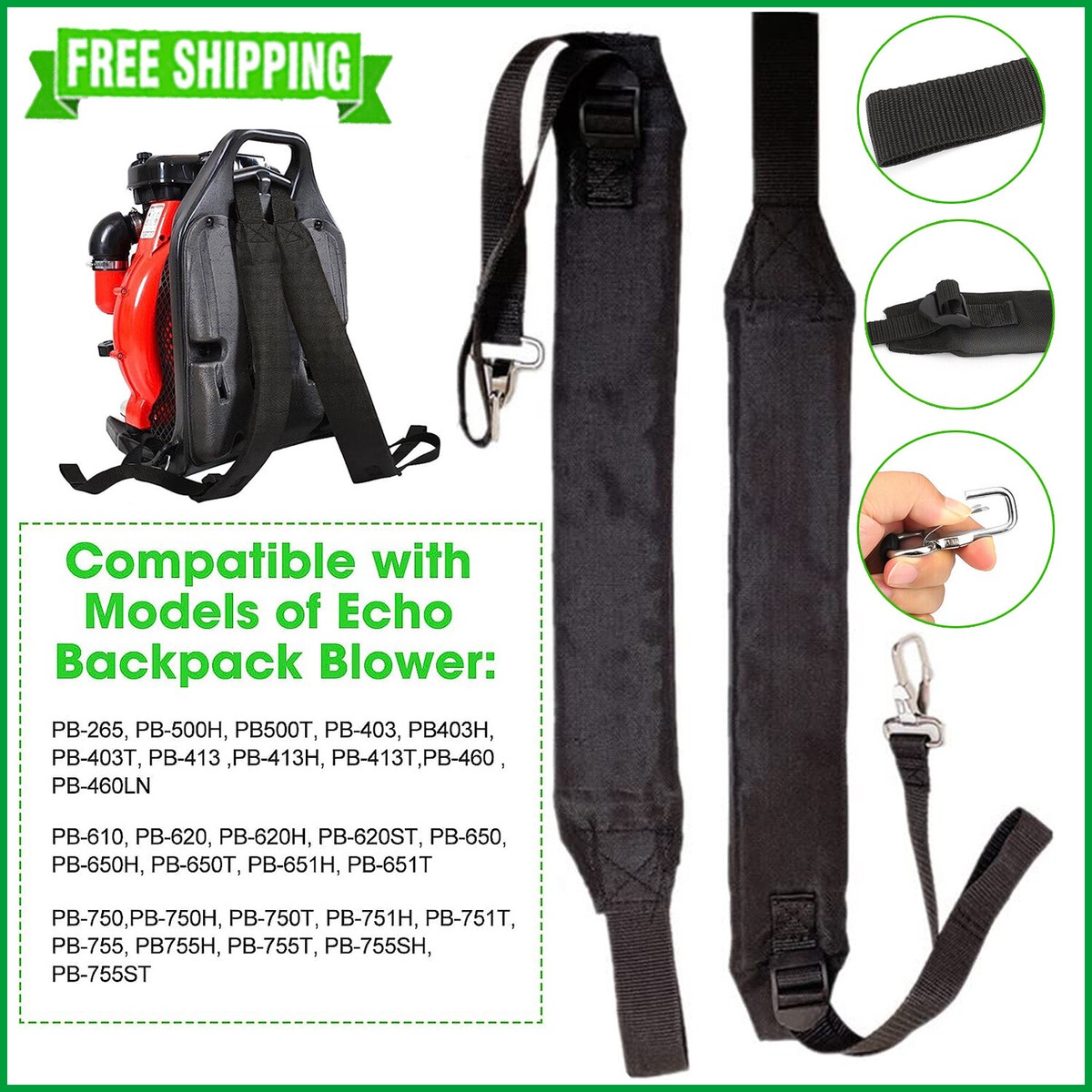 2Pk Backpack Blower Straps For Echo Pb265 Pb460 Pb610 Pb750 Pb755 