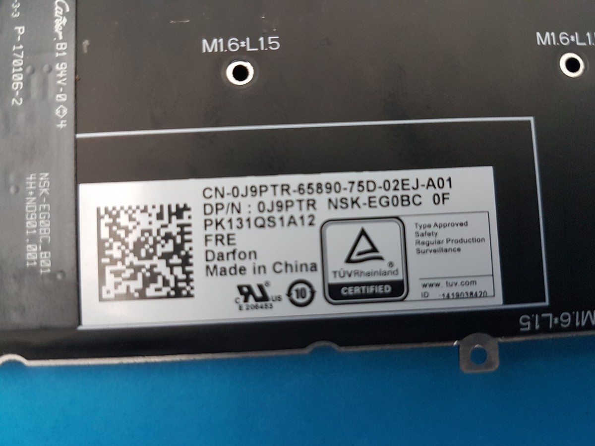 Clavier AZERTY Dell XPS 13 9365 - Modèle NSK-EG0BC - Noir - Neuf Sous Blister