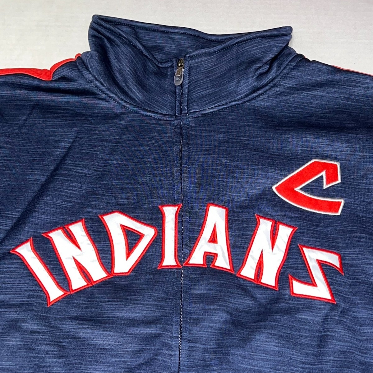 NEW COOPERSTOWN COLLECTION CLEVELAND INDIANS MLB FULL-ZIP SWEATER