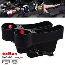 2X Dual USB Car Seat Organizer Storage Gap Pocket Cup Holder Universal Interior