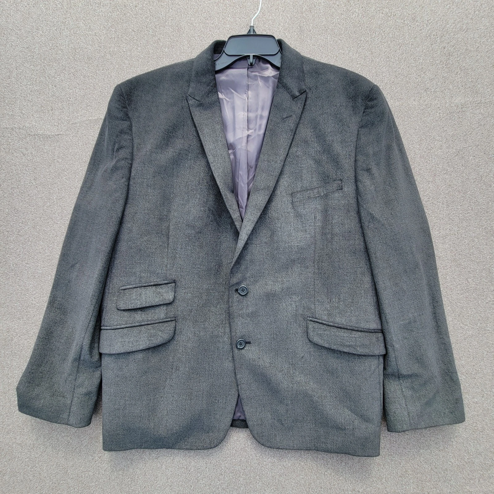 Egara Moores Blazer Mens 50R Charcoal Slim Fit Elbow Patch Two Button Closure