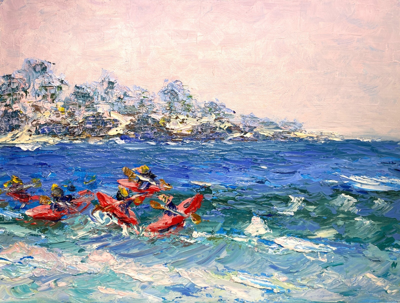 Impressive Oil painting. La Jolla Beach Scene. ORIGINAL. Signed. Impressionism