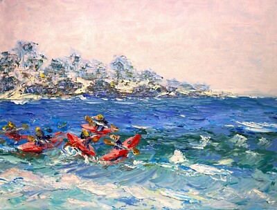 Impressive Oil painting. La Jolla Beach Scene. ORIGINAL. Signed. Impressionism