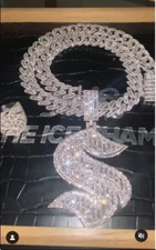 5Ct Baguette Round Cut Moissanite Men's Custom English S Letter Pendant Silver