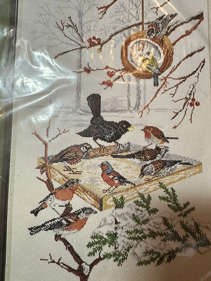 NUEVO Permin Danés Dinamarca Punto de Cruz Kit Aves Alimentador Ramas 17x27 Foto 4 de 4