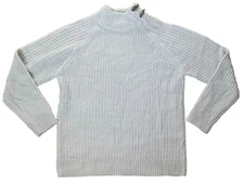 New Light Gray High Neck Pullover Fisherman Sweater Sz L NWOT