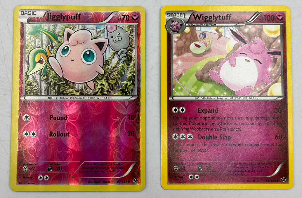 Jigglypuff 65/124 Reverse Holo & Wigglytuff 66/124 2016 Fates Collide Pokémon