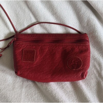 Vintage Carlos Falchi Red Buffalo Leather crossbody handbag made in USA