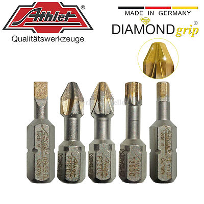 Athlet DIAMONDgrip-Bits SL0,6-1,2|PH1-3|PZ1-3|Torx 10-40|2,0-6,0mm - Diamant Bit