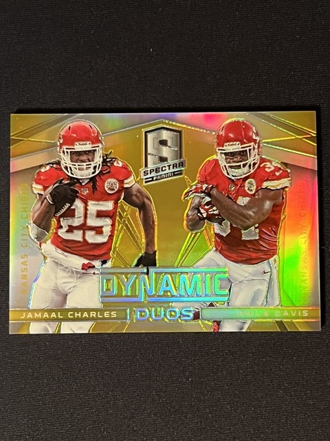 2014 Panini Spectra Dynamic Duos Gold Prizm /25 Jamaal Charles Knile Davis #20