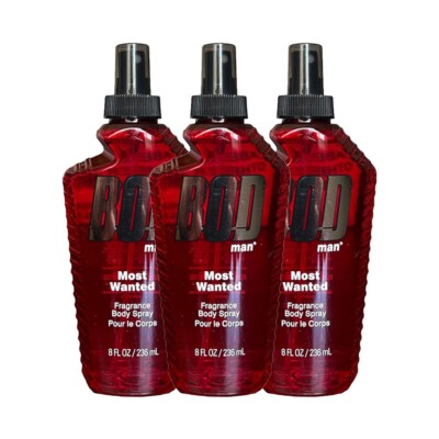 3 PK Bod Man Fragrance Body Spray, Most Wanted, 8 fl oz