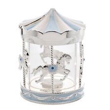 Carousel Money Box Blue Silver Plater by Bambino