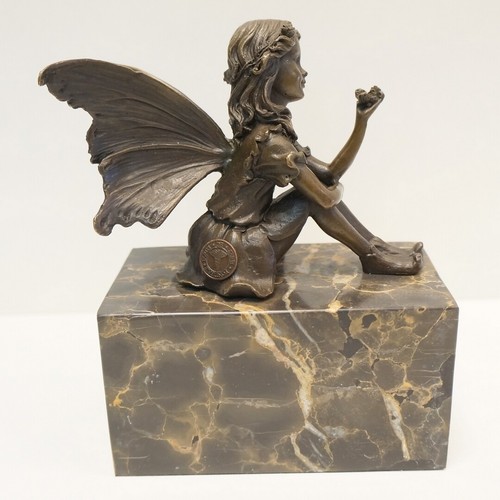 Statue Sculpture Elfe Fee Style Art Deco Style Art Nouveau Bronze massif - Picture 7 of 8