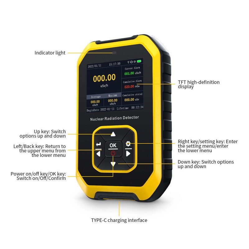 Geiger Counter Tube Nuclear Radiation Detector XRay β γ Dosimeter