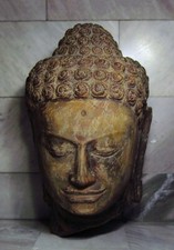 RARE SOUTHEAST ASIA HARDSTONE FRAGMENT of a 'MON DVARAVATI' BUDDHA HEAD.