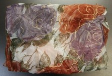 Unbranded Floral Multi-Color Transparent Chiffon Sheer Rectangular Scarf Shawl