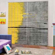 Unfinished bright yellow walls Printing 3D Blockout Curtains Fabric Window