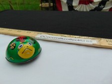 Vintage Made In Japan Old Ladybug Friction Tin Metal Green Red