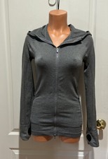FABLETICS Kiley Seamless Pierced Fitted Hooded Zip Jacket Gray S Small 75 EUC
