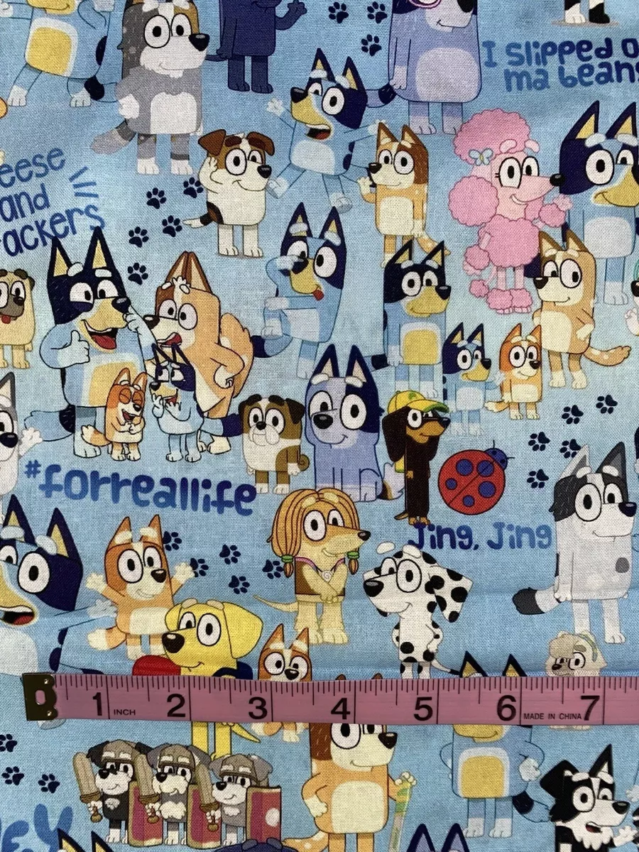 Bluey And Friends 100% Cotton Fabric 1/4 Yard Increments Bluey fabric  Cartoon