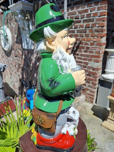 Jäger Gartenzwerg Figur Groß Horn Zwerg Hund Glanz Skulptur Garten Werbefigur - Picture 2 of 5