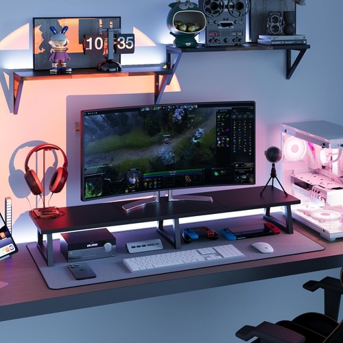 Multifunctional 42-Inch Black Monitor Riser - Ideal for Home Office Setup - Picture 8 of 8