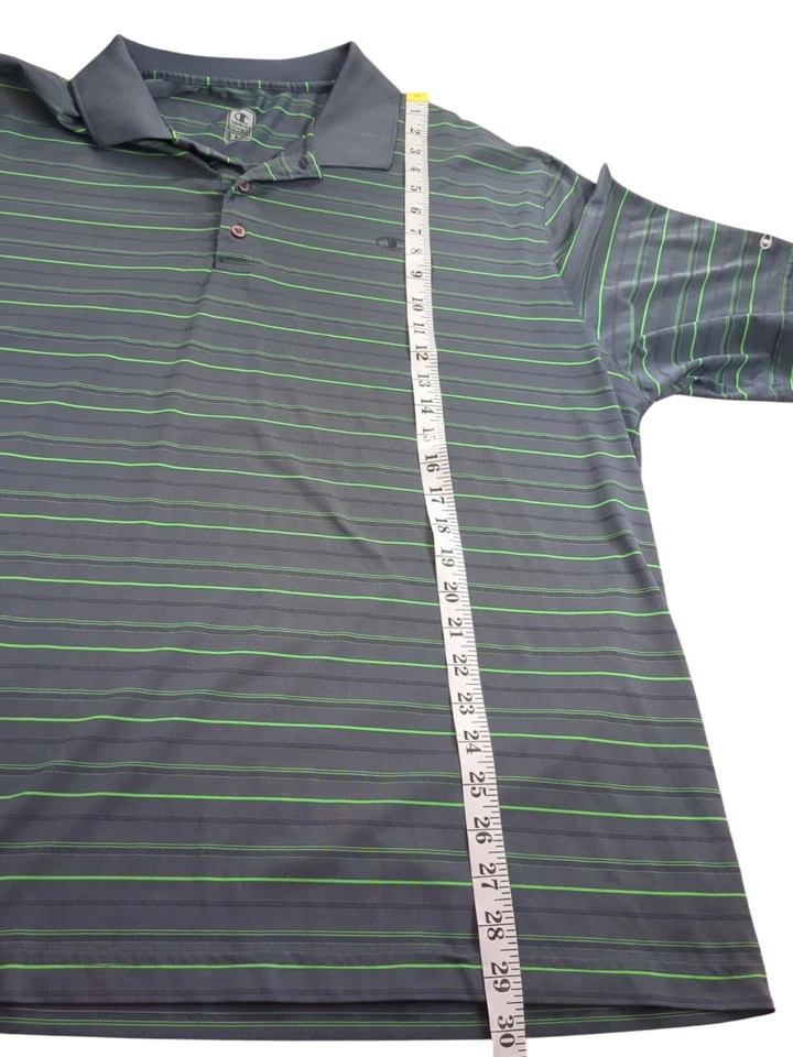 Champion Golf Men's Duo Dry Striped Golf Polo Shirt Size XXL Gray Green - Image 3 of 4