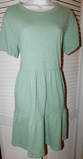 Gap Size L Geen All Cotton Knit Two Pocket Womens Pullover Tiered Dress
