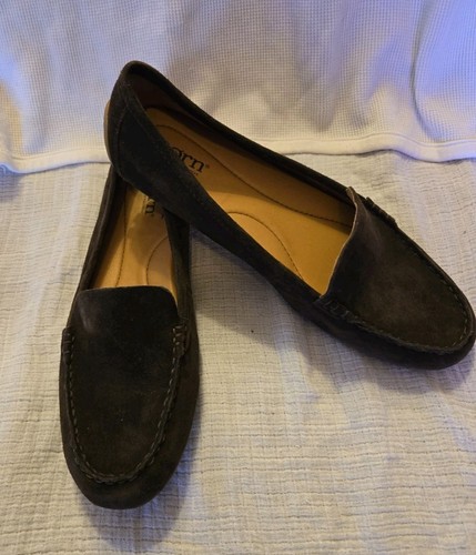 Geb. Fahrschuh Slipper braun Leder Damen 91/2 Mokassins GRIP Sohle Halbschuhe