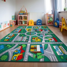 Rugshop Rugs for Kids Room Playmat Road Traffic Educational Non Slip Nursery Rug
