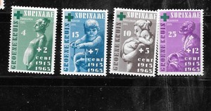 SURINAME SC#B112-6 MNH XF MINT 1965OLD MOTHER & CHILD SEMI-POSTAL STAMP SET